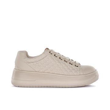 Sneakers bianche effetto trapuntato con suola platform