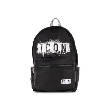 Zaino nero da donna con grafica maxi logo