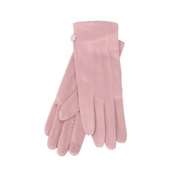 Guanti rosa con cuciture effetto scamosciato