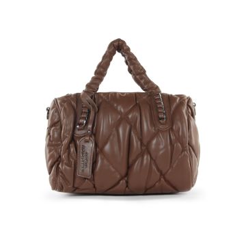 Bauletto marrone trapuntato con tracolla removibile
