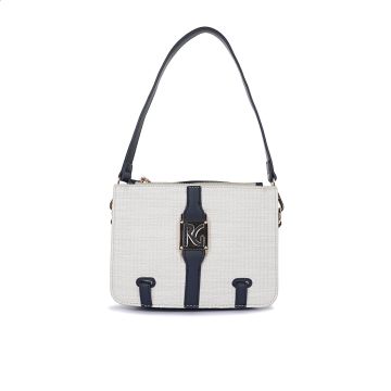 Borsa bianca da donna con tracolla removibile e maxi logo