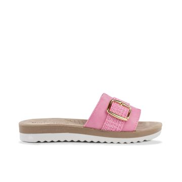 Ciabatte casual rosa da donna con fibbia