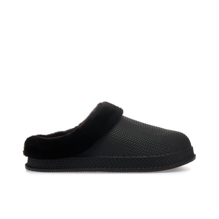 Ciabatte da casa nera con peluche