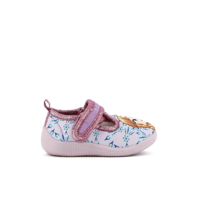 Pantofole da asilo rosa con stampa cartoon Frozen da bimba con strappo