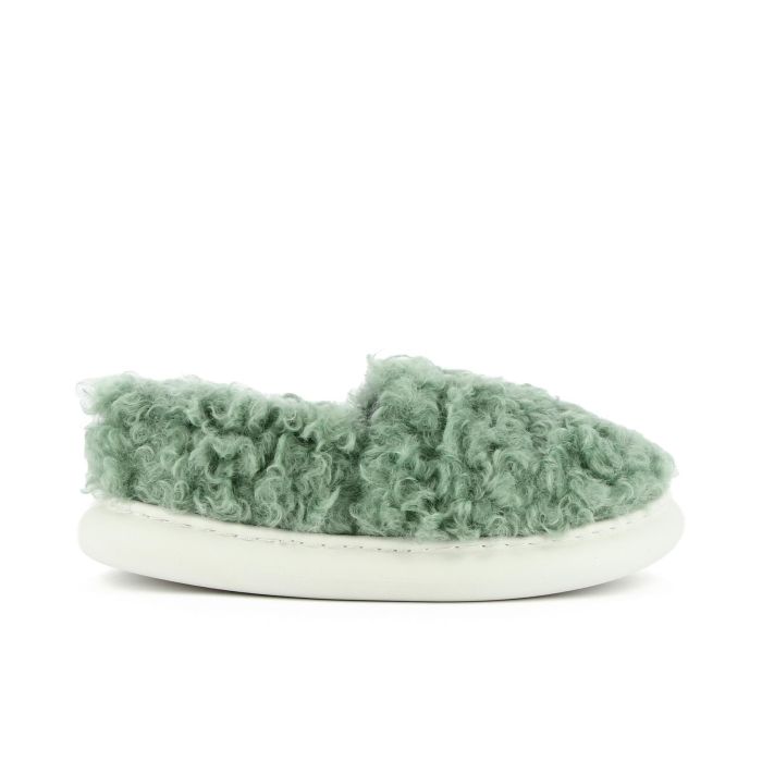 Pantofole verdi da casa in peluche da donna