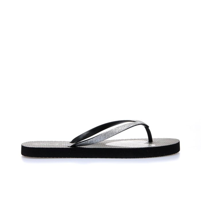 Ciabatte donna nere modello infradito da mare con glitter