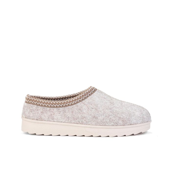 Pantofole casa beige da donna in tessuto effetto feltro