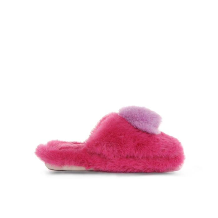 Ciabatte casa fucsia da bimba in peluche con pon pon