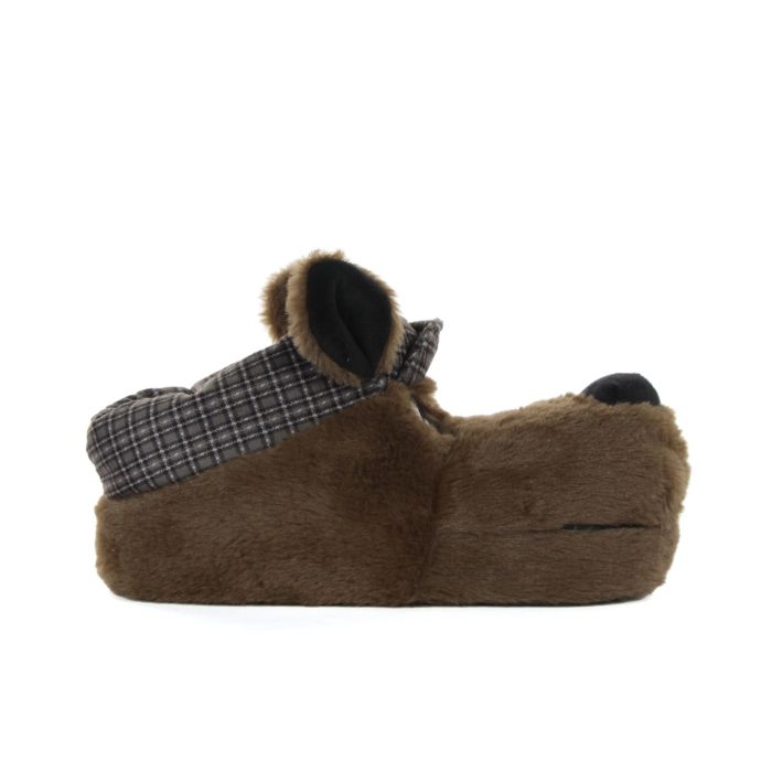 Babucce marroni da uomo in peluche a forma di orso