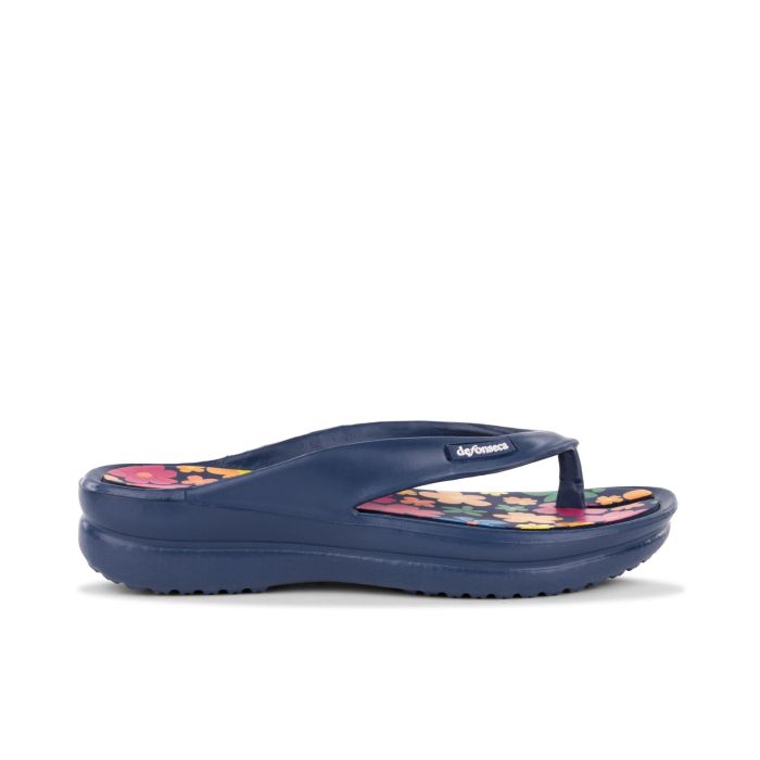 Ciabatte donna infradito blu da mare in gomma con suola platform