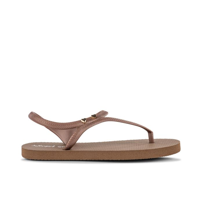 Infradito donna oro da mare in gomma con dettaglio cuori