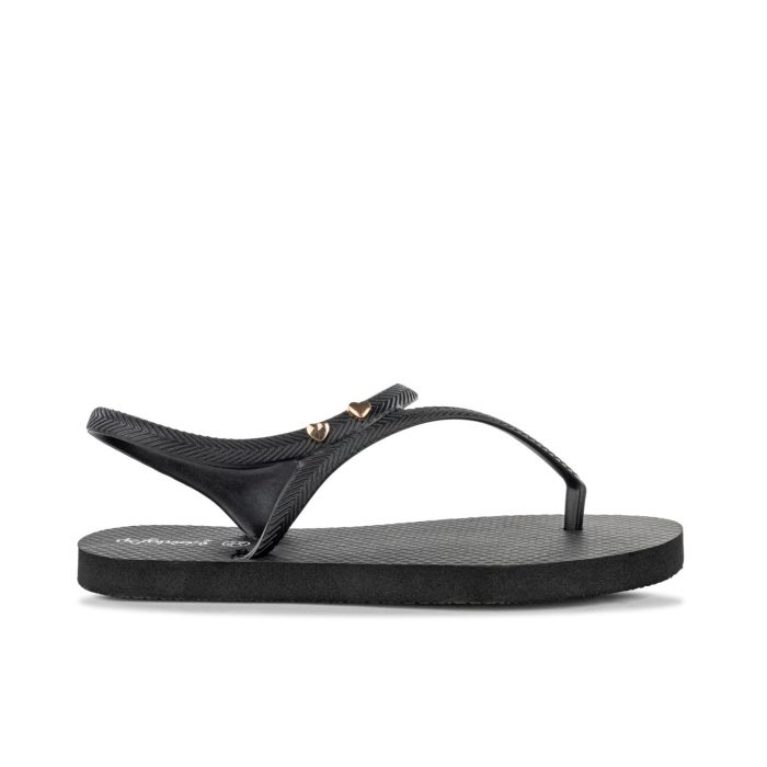 Infradito donna nere da mare in gomma con dettaglio cuori