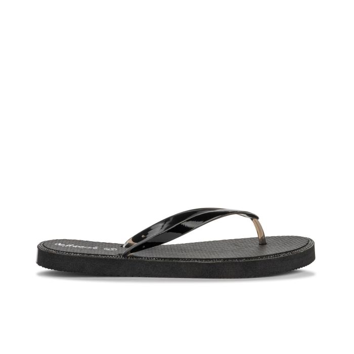 Ciabatte donna nere modello infradito da mare con glitter