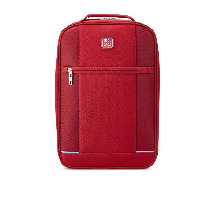 Zaino rosso da viaggio con zip e tasca frontale