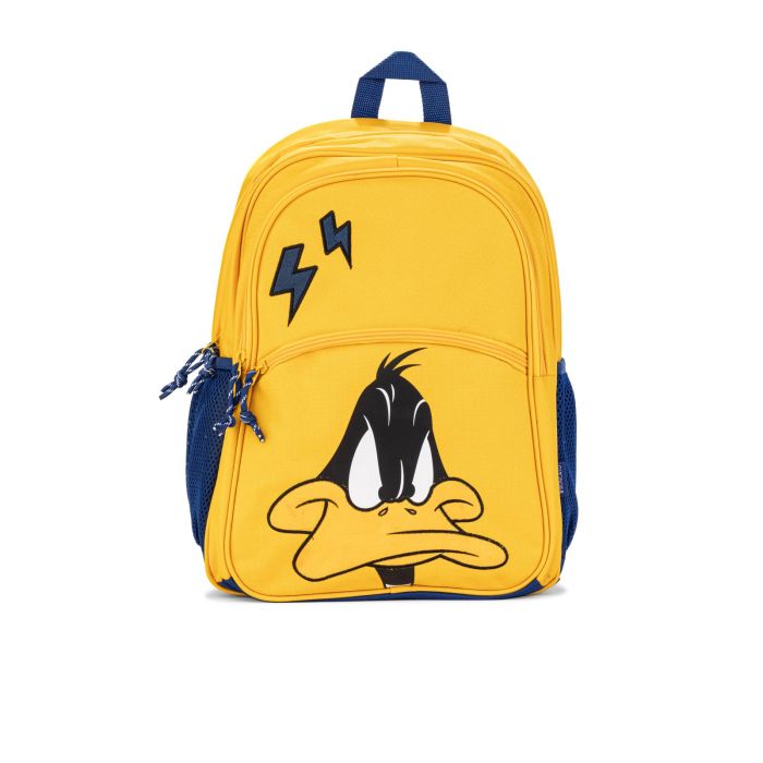 Zainetto giallo da viaggio con tasche e stampa cartoon Daffy Duck