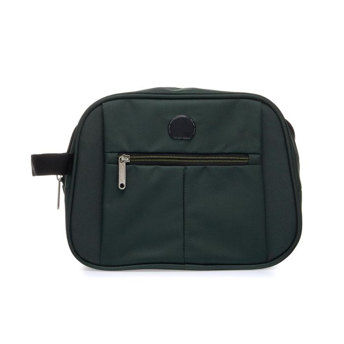 Beauty case verde con logo e taschino esterno