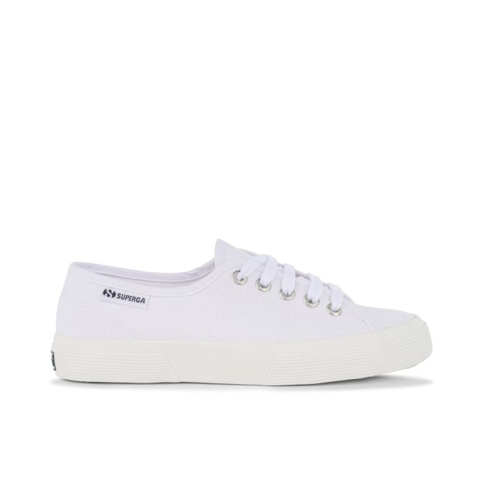 Sneakers tennis bianche in tessuto da donna