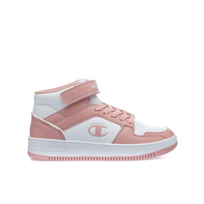 Sneakers alte ragazza da basket rosa e bianche Rebound mid con strappo