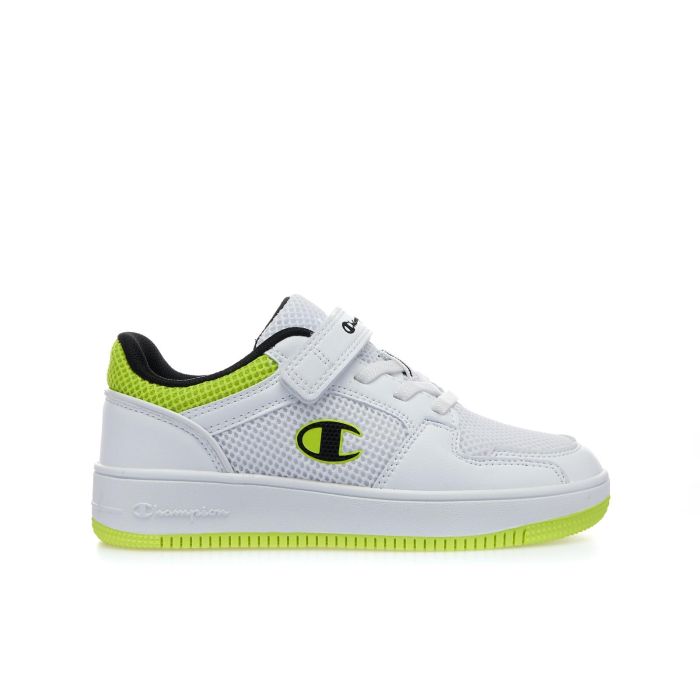 Sneakers basket bianche e fluo Rebound da bambino con velcro
