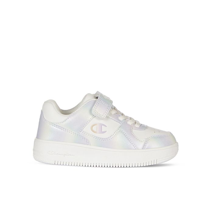 Sneakers basket bambina bianche effetto perlato con strappo