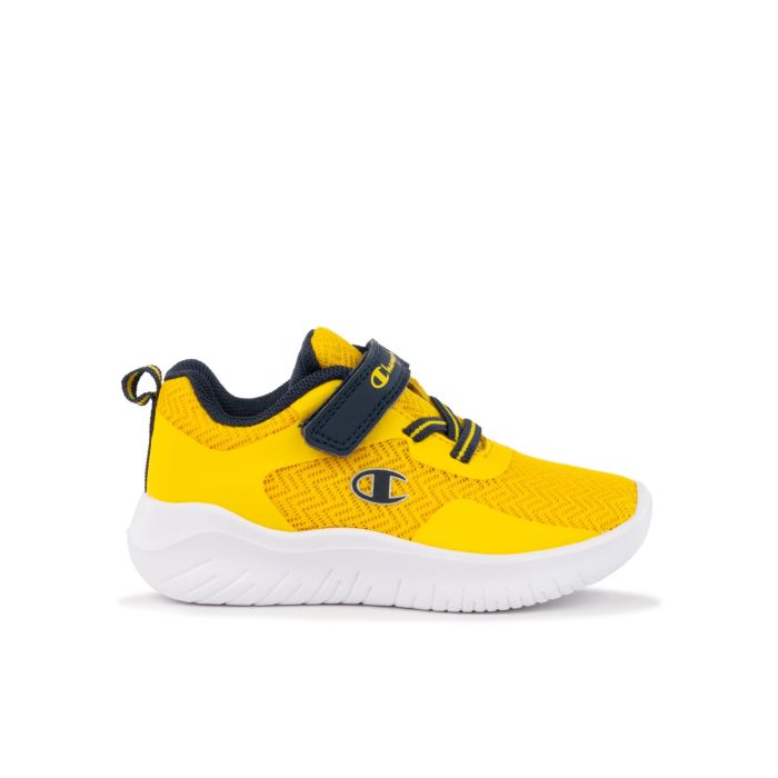 Sneakers bambino gialle da ginnastica con velcro e lacci elastici