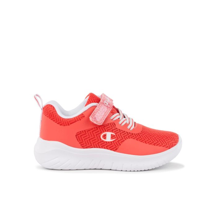 Sneakers bambina arancioni da ginnastica con velcro e lacci elastici