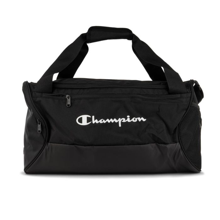 Borsa sportiva nera con tasconi e maxi logo