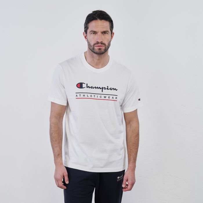 T-shirt sportiva bianca da uomo maniche corte con logo