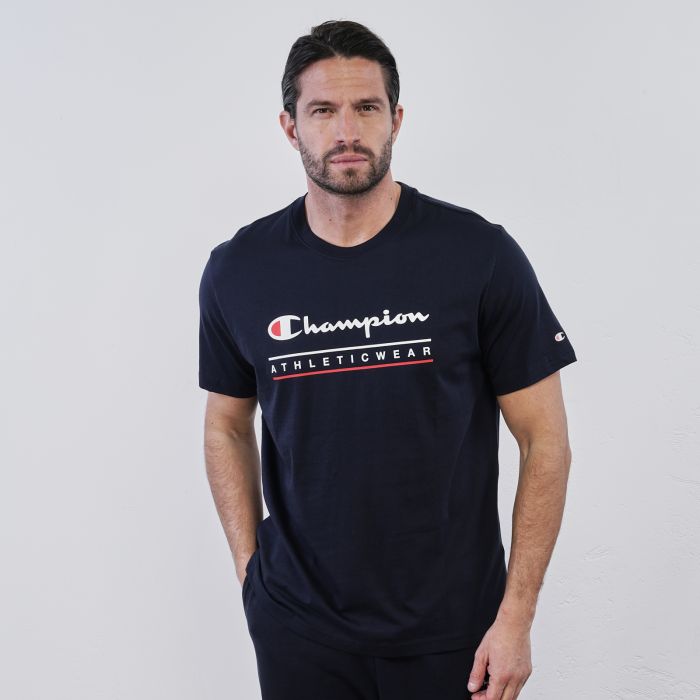 T-shirt sportiva blu da uomo maniche corte con logo