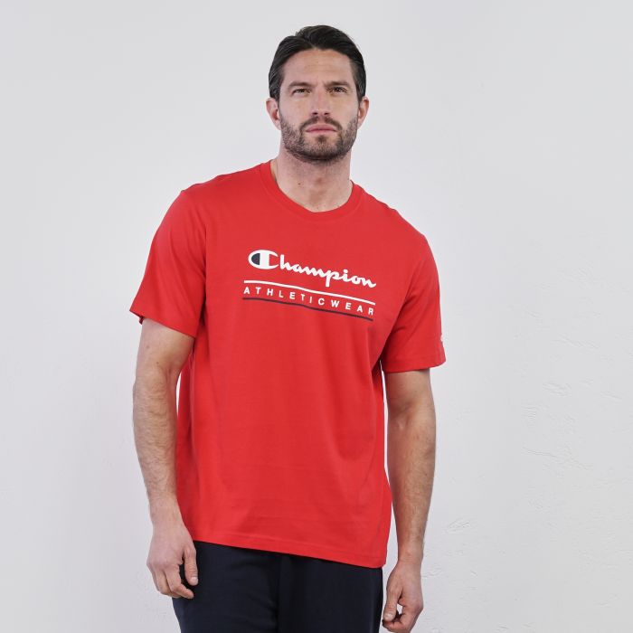 T-shirt sportiva rossa da uomo maniche corte con logo