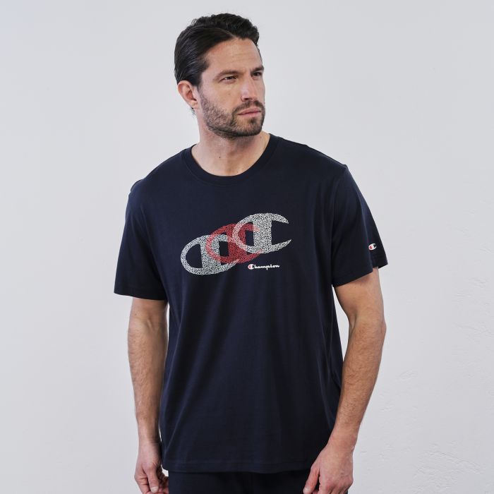 T-shirt sportiva blu da uomo con maniche corte e logo