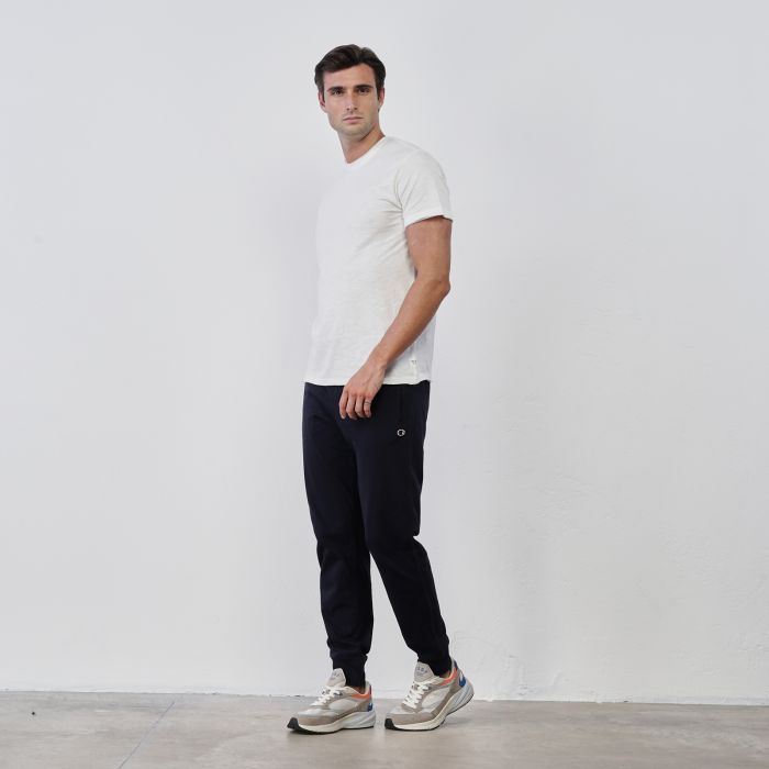 Pantaloni sportivi blu da uomo con logo e polsini