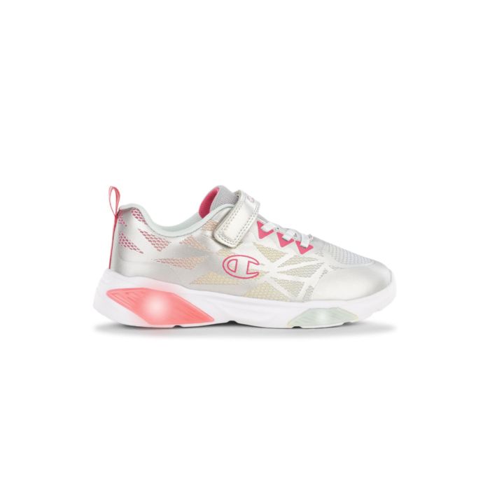 Sneakers da ginnastica argento da bambina modello Wave con velcro e luci