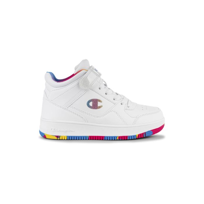Sneakers alte basket bianche da bambina Rebound Mid con velcro e lacci