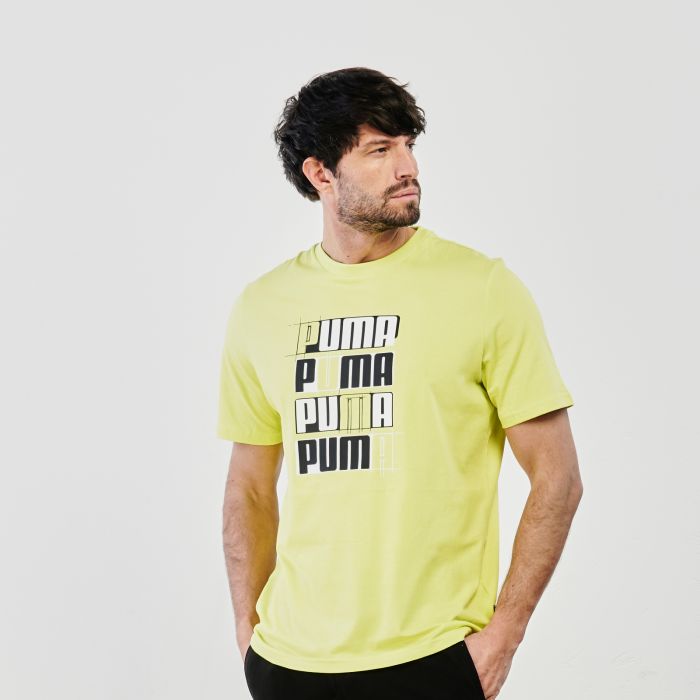 T-shirt sportiva maniche corte gialla con maxi loghi
