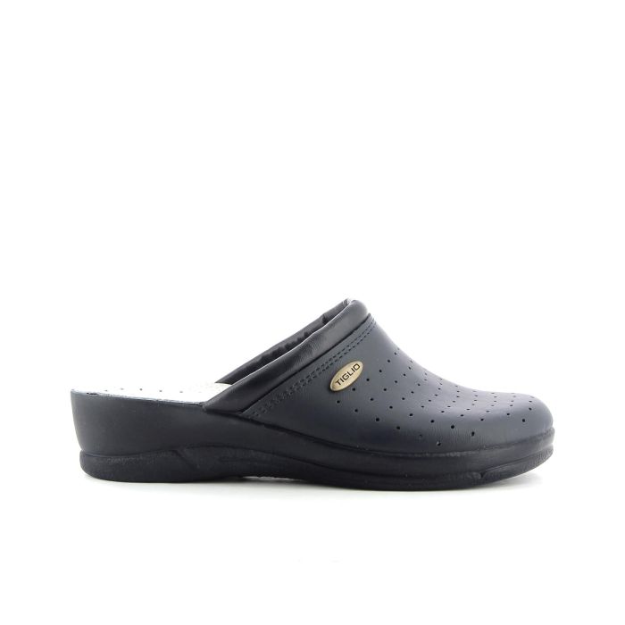 Ciabatte sanitarie blu scuro in pelle