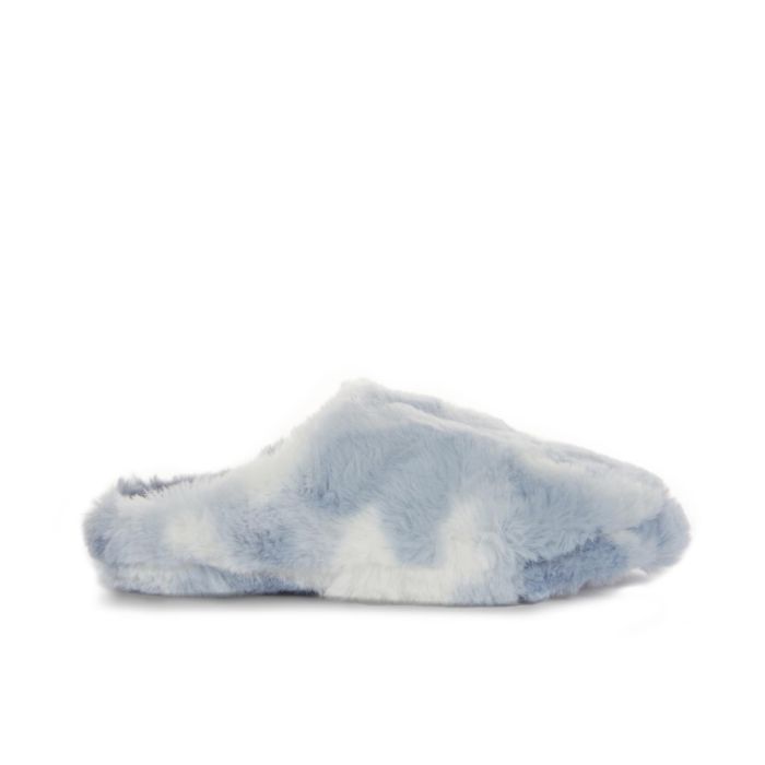Ciabatte donna azzurre da casa in peluche effetto sfumato