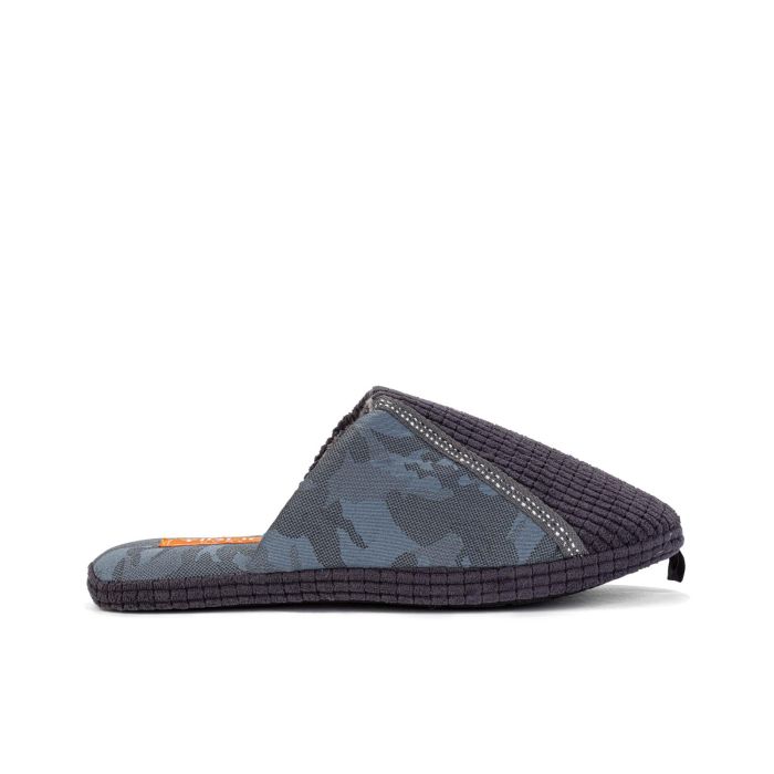 Ciabatte uomo blu da casa con inserto stampa camouflage