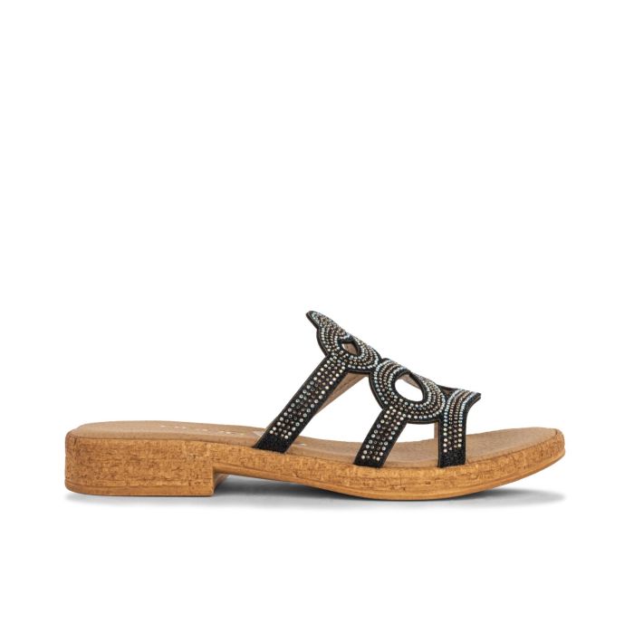 Ciabattine nere da donna con dettaglio strass