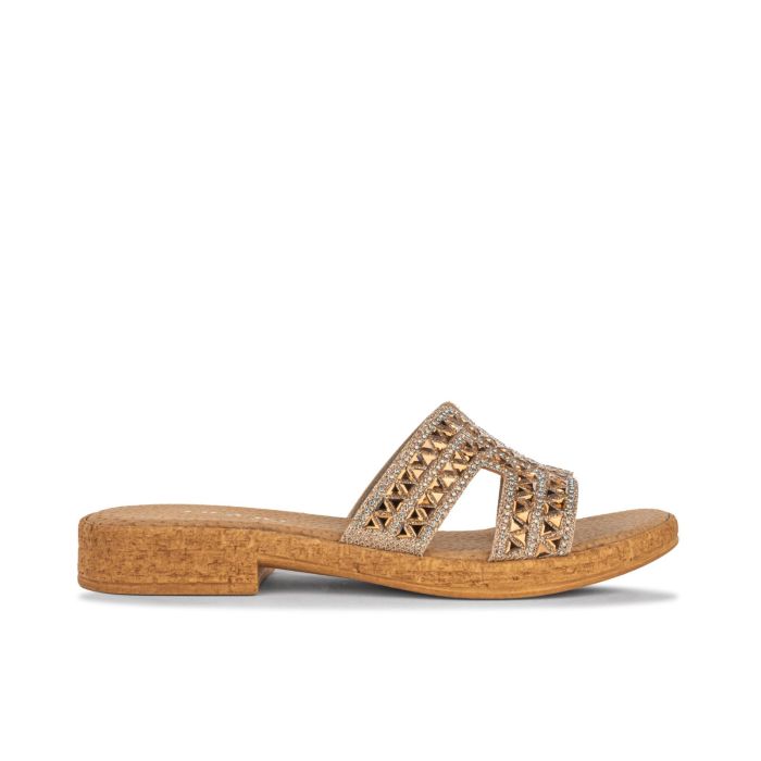 Ciabattine oro da donna con strass