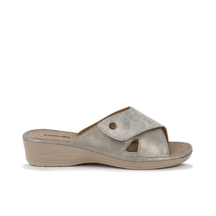 Ciabatte comfort grigie da donna con zeppina e strappo