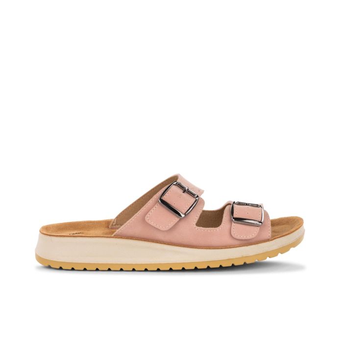 Ciabatte casual rosa da donna con doppia fibbia