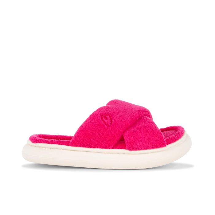 Ciabatte da casa da donna fucsia in tessuto