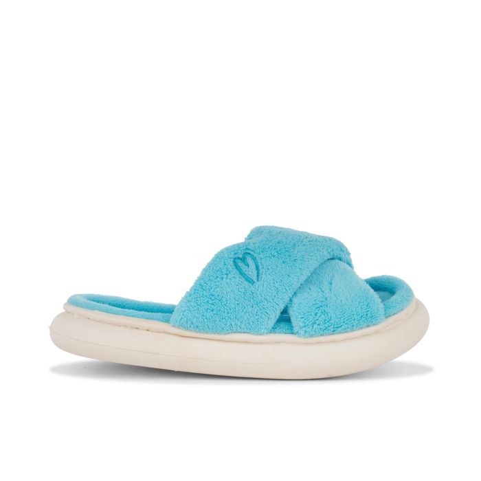 Ciabatte da casa da donna azzurre in tessuto