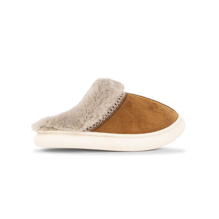 Ciabatte marroni casa da donna con interno e bordo in peluche