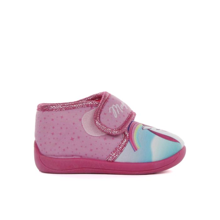 Pantofole asilo rosa da bimba con velcro e stampa cartoon