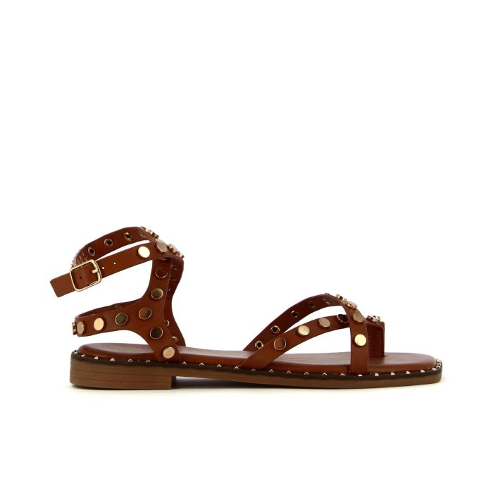 Sandali bassi marroni con borchie