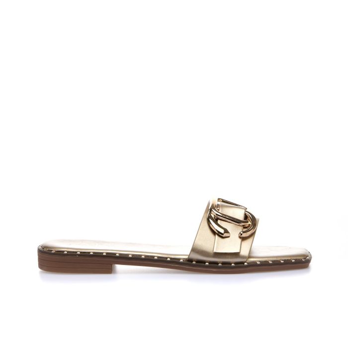Ciabattine oro con dettaglio cromato