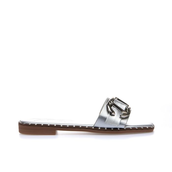 Ciabattine grigie con dettaglio cromato