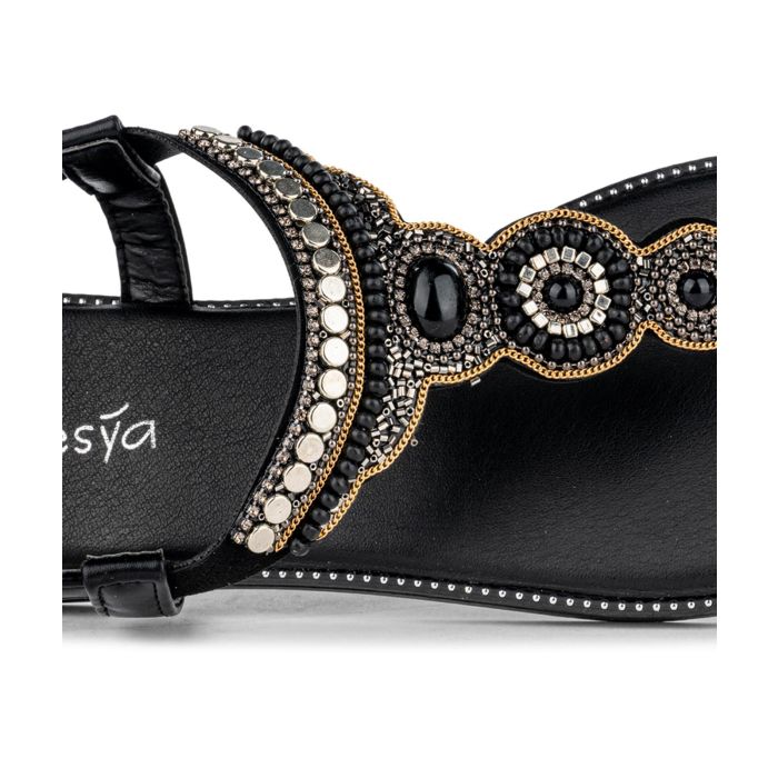 Coral Blue sandali bassi da donna con fascette con strass grigio gun